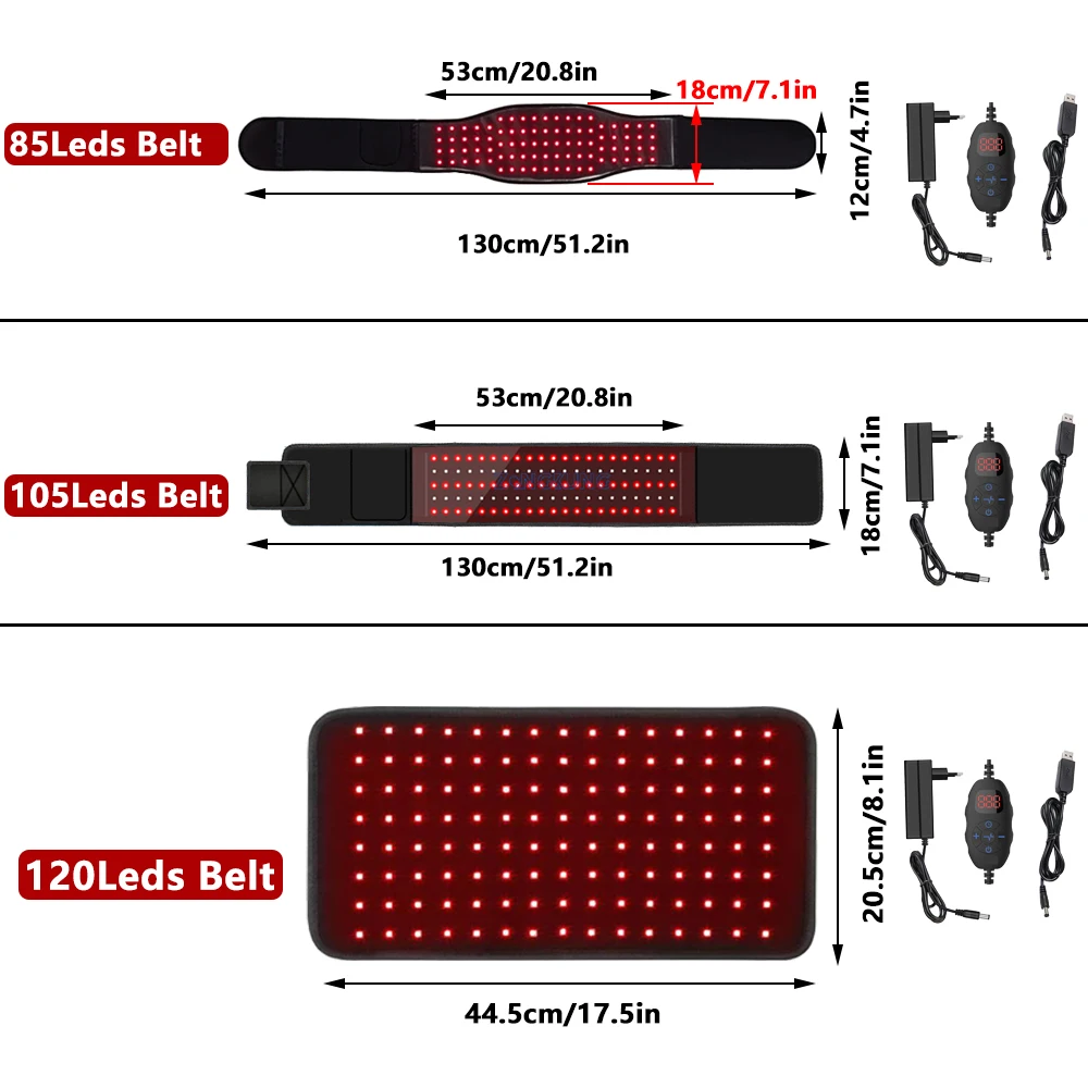 

660nm 850nm LED Red Light Therapy Belt Red & Infrared Light Therapy Mat Shoulder Waist Back Pain Relief Weight Loss Shaper Belt