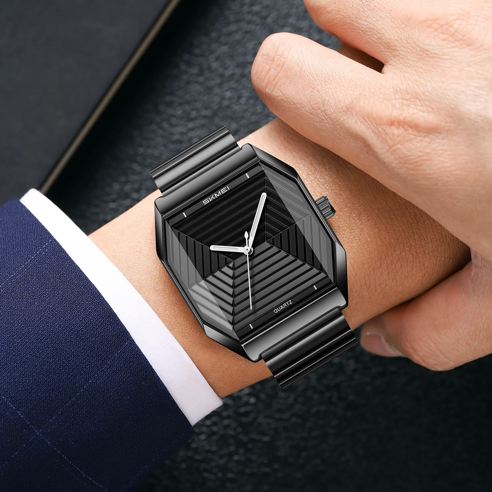 SKMEI 9393 Retro Quartz Watch Men's 30M Waterproof Fashion Luxury Clock Male Timer Stainless Steel Strap Outfit Casual