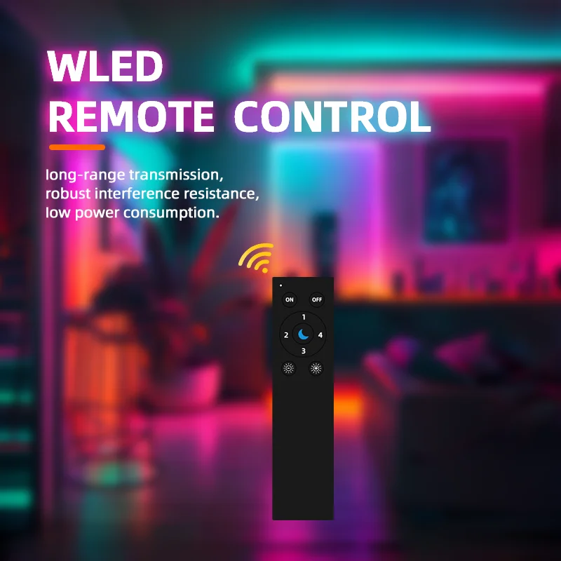 DOMRAEM WLED WiFi Remote - ESP-NOW 30M Range, Low-Power, 4-Scene Memory, App-Free RGB IC Control for Addressable Strips Control