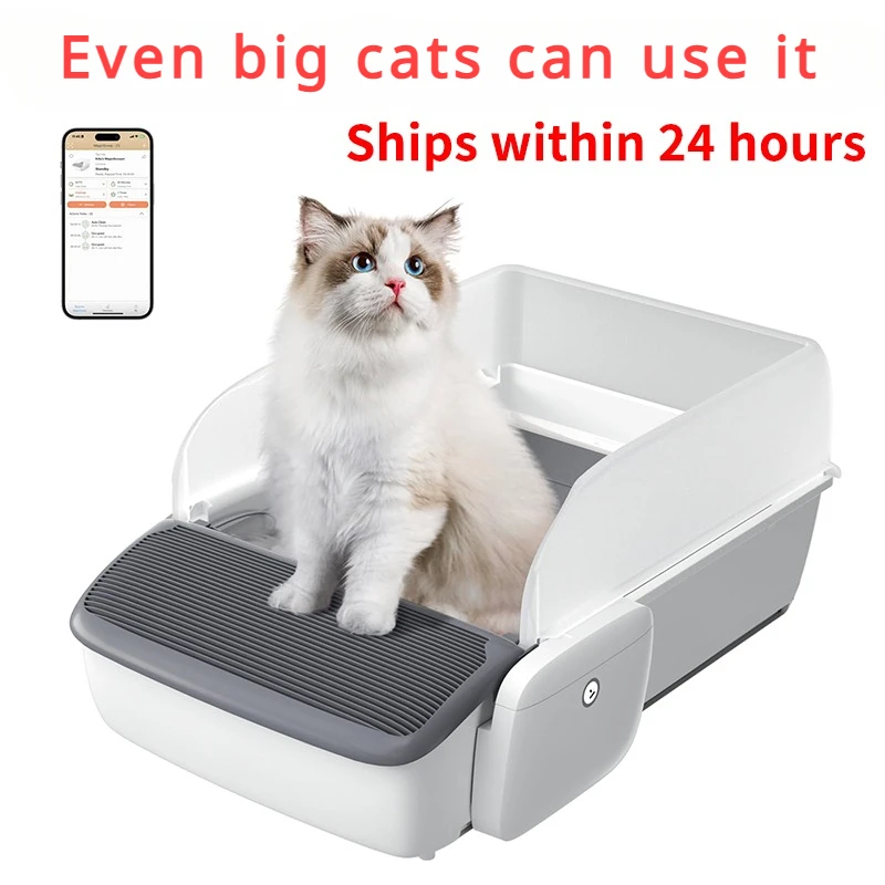 

Large Automatic Cat Litter Box Self Cleaning Open for Multiple Cats Smart APPControl with Odor-collecting Cat Toilet Gato Grande