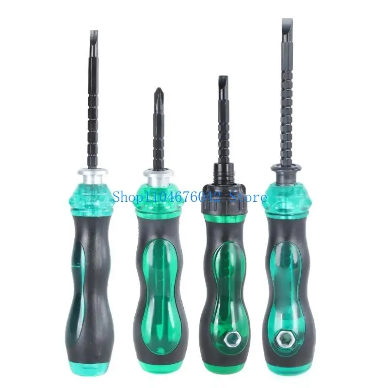 5asd Adjustable Telescopic Double Purpose Ratcheting Screwdriver Slotted Crossing Screwdriver Screw Driver Bit Repair Hand Tool