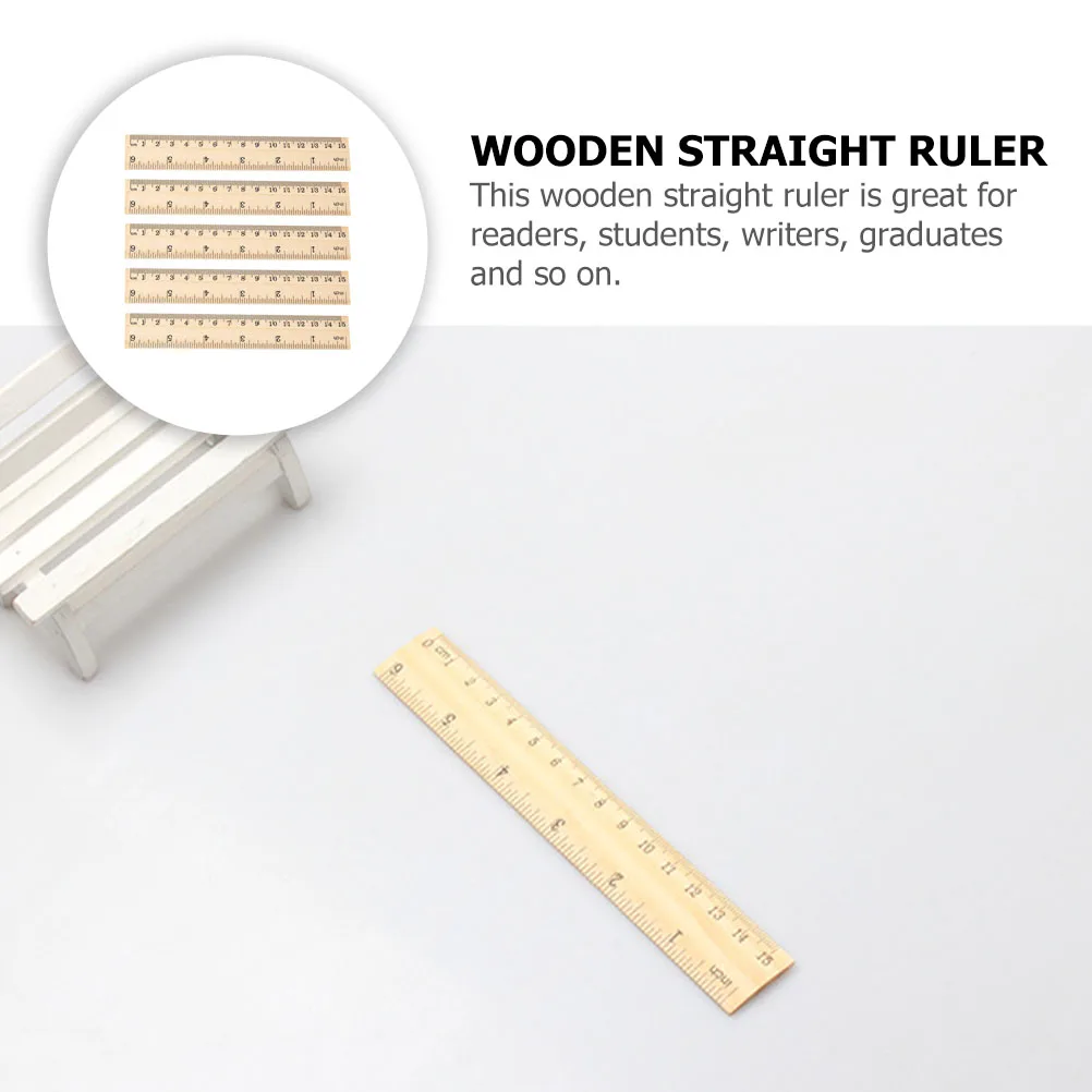 

Wooden Ruler Measuring Straight Bulk Portable Scale Rulers Vintage Short Multi-function Double