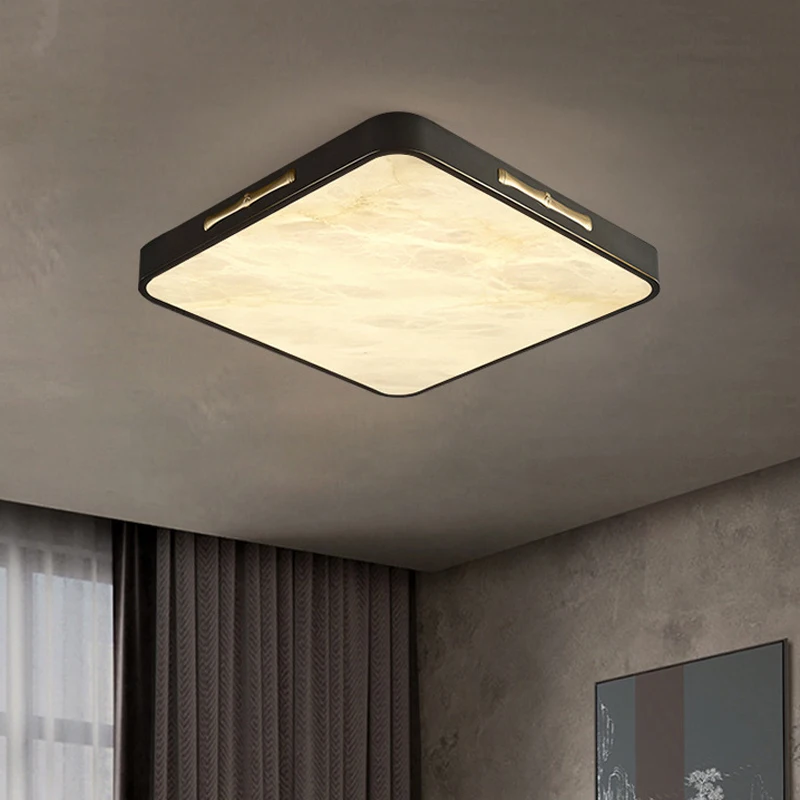 Grande preto latão mármore lâmpada do teto led 30cm circular quadrado sala de estar quarto luz luxo corredor luminária