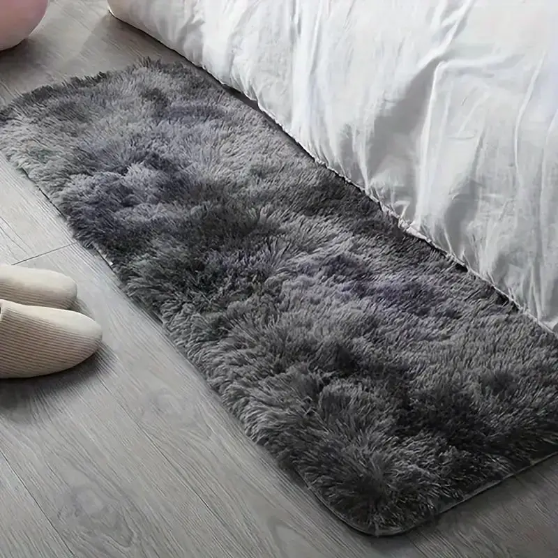VIKAMA-alfombra teñida con gradiente de 40x120cm, alfombrillas para sala de estar, dormitorio, alfombra peluda de felpa suave decorativa para dormitorio infantil