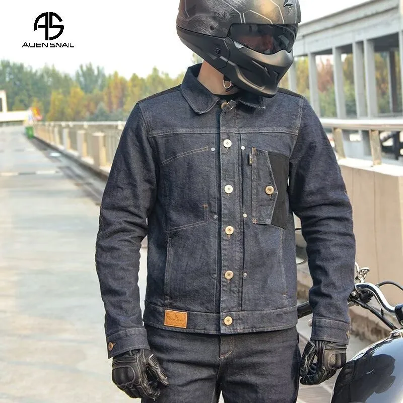 

Retro Motorcycle Jeans Blue Riding Jean 4CE Protective Gear Jacket Cafe Race Clothes Men Vintage Motorcycle Denim Jaqueta Moto