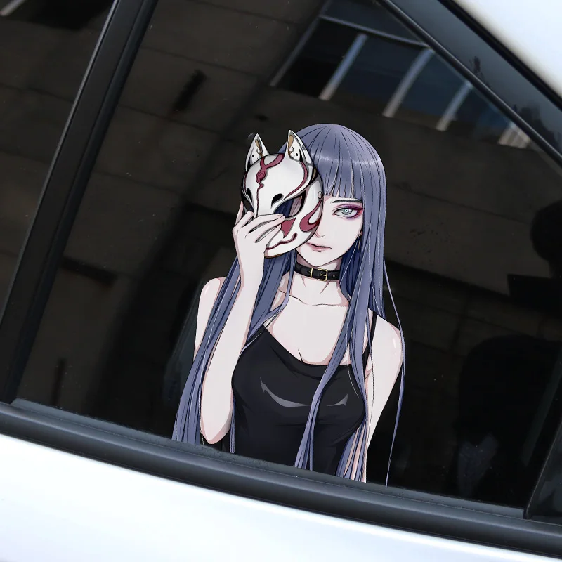 Mask Girl Cute ACGN Car Sticker Cartoon Figure Vinyl Window Auto Decal Motorcycle Decor Styling JDM Van Bike Offroad RV A4