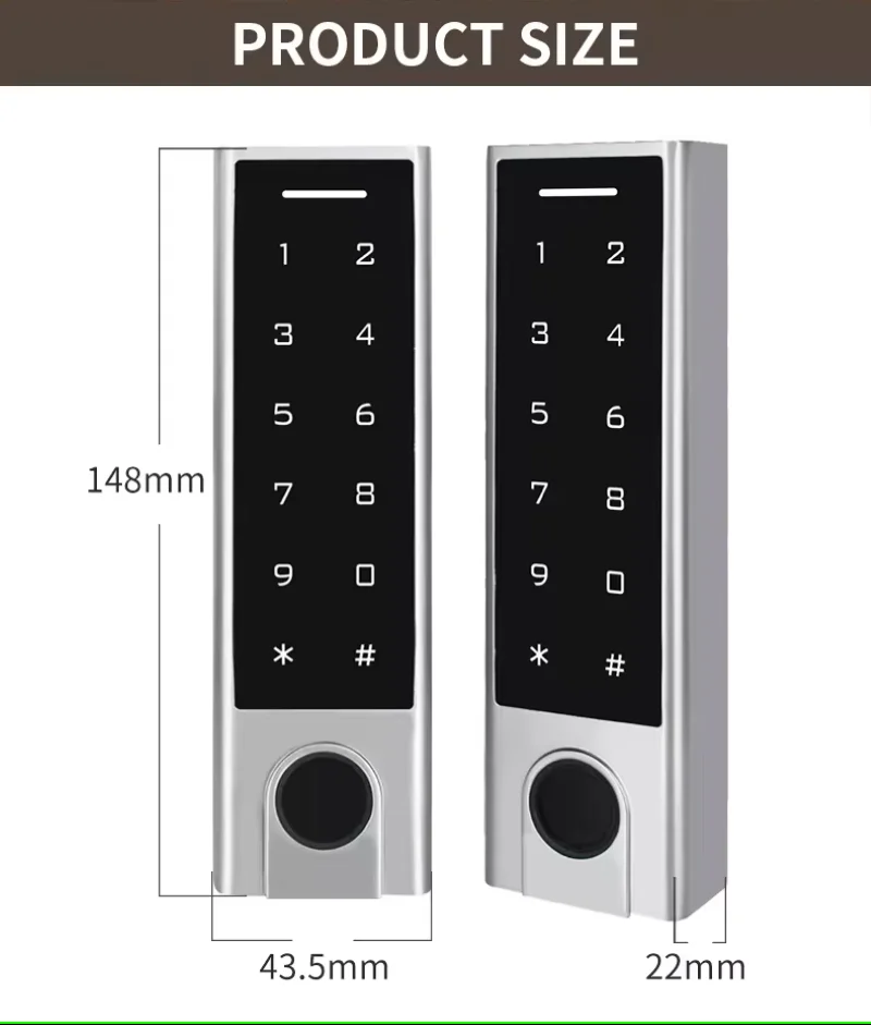 TUYA WIFI IP66 Waterproof Touch Keypad Biometric Finger Access Control Metal Finger print Access Control Reader 125KHZ