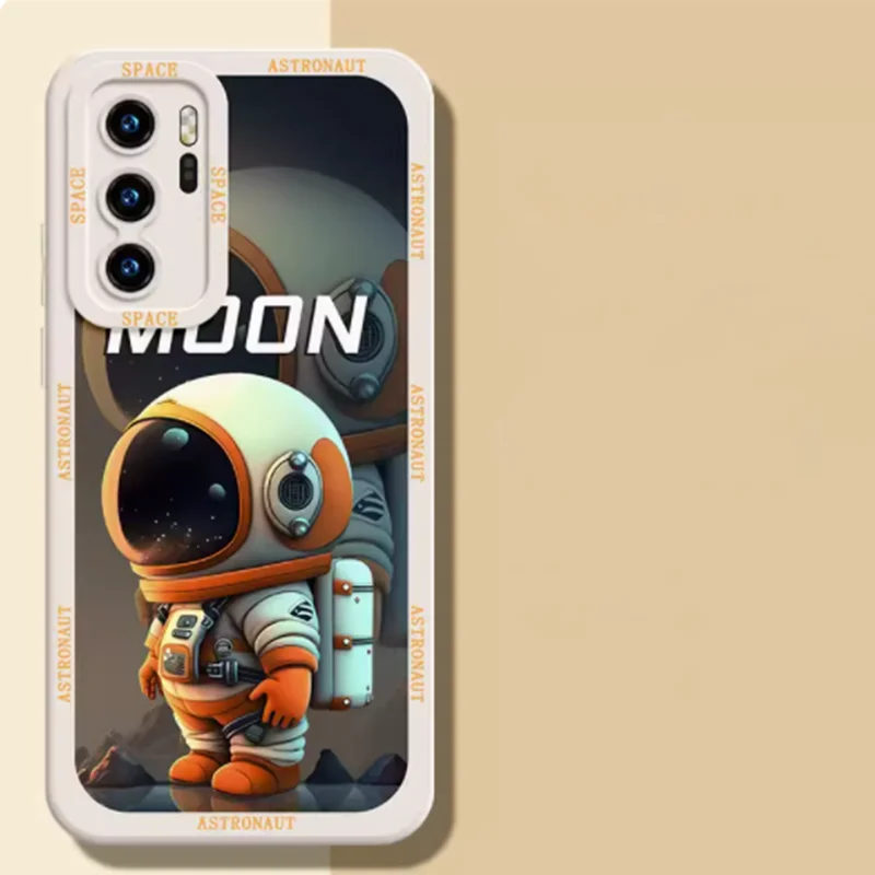 Yl-silicone tampa traseira com design de astronauta, à prova de choque, desenhos animados, para huawei mate50, 40, 30, 20, 50e, 40e, p pro, nova7, 8, 7se