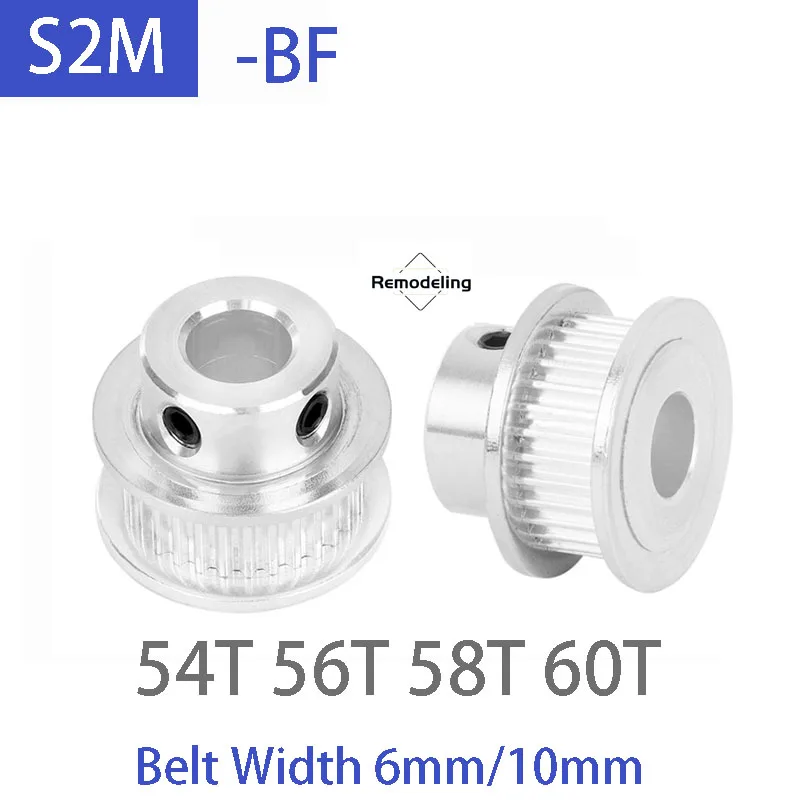 1 Stück S2M BF Zahnriemenscheibe Aluminiumlegierung 54T 56T 58T 60T Nutbreite 7/11mm Riemenbreite 6/10mm Bohrung 5mm-25mm