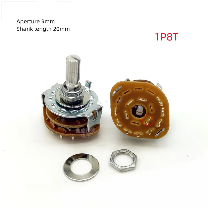 

4Pc RS25 6mm Knurl Shaft Panel Mount1P4T 1P7T 1P8T 1P11T 1P12T 2P4T 2P5T 2P6T 3P3T 3P4T 4P3T Rotary Band Switch Selector