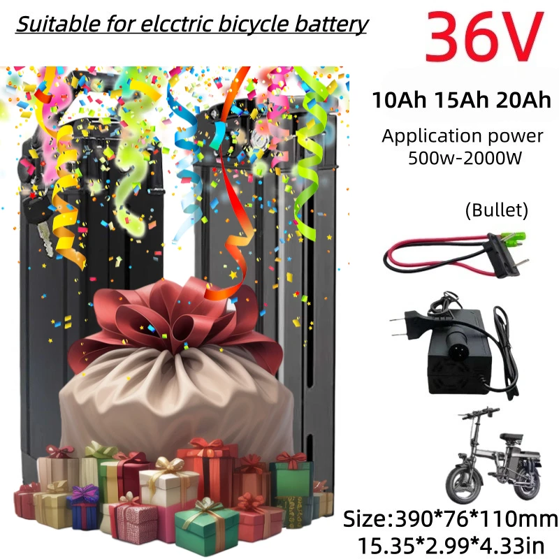 Replacement 36V Foldable E‑Bike Battery Silver Fish Style 10Ah 15Ah 20Ah 21700 High Capacity Lithium Battery Pack BMS Protection