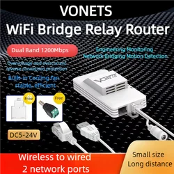 VONETS Dual Band 2.4G + 5G WiFi Bridge Router Wireless Repeater Hotspot Signal Cover WiFi a Ethernet Adapter DVR VAP11AC con ventola