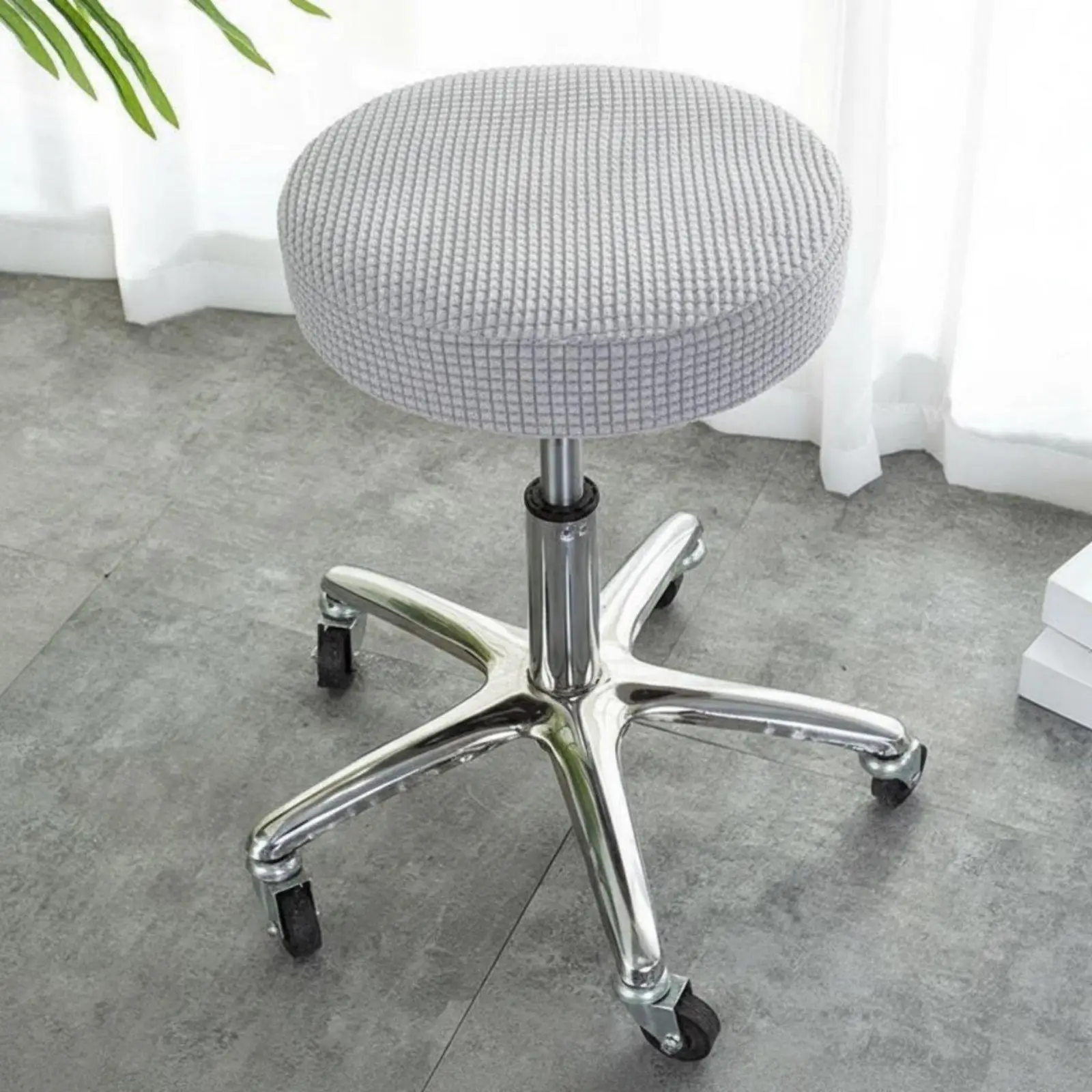 Breathable Round Seat Cover for Bar Stool Polyester Fiber Furniture Slipcovers Stretchy Cushion Protector for Dining Chair Sofa