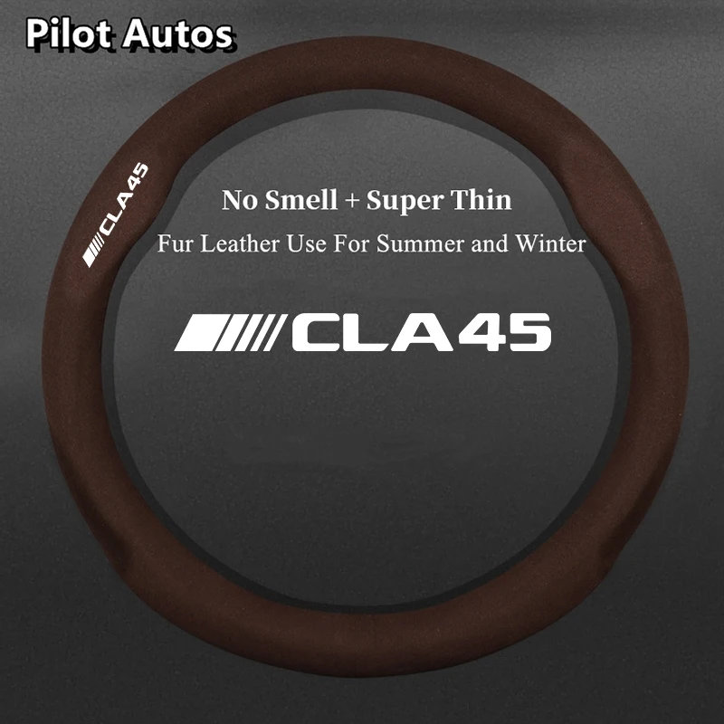 For AMG CLA 45 CLA45 Car Steering Wheel Cover No Smell Super Thin Fur Leather Summer Winter Women Man