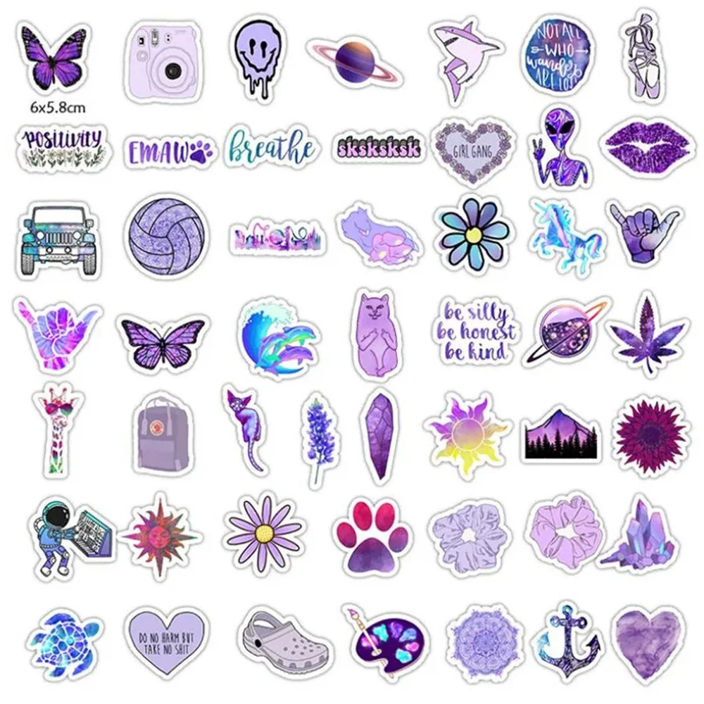 10/30/50PCS Lavender Cartoon Small Fresh Personality Creative Sticker Desk Refrigerator  Skateboard Waterproof Guitar  Wholesale