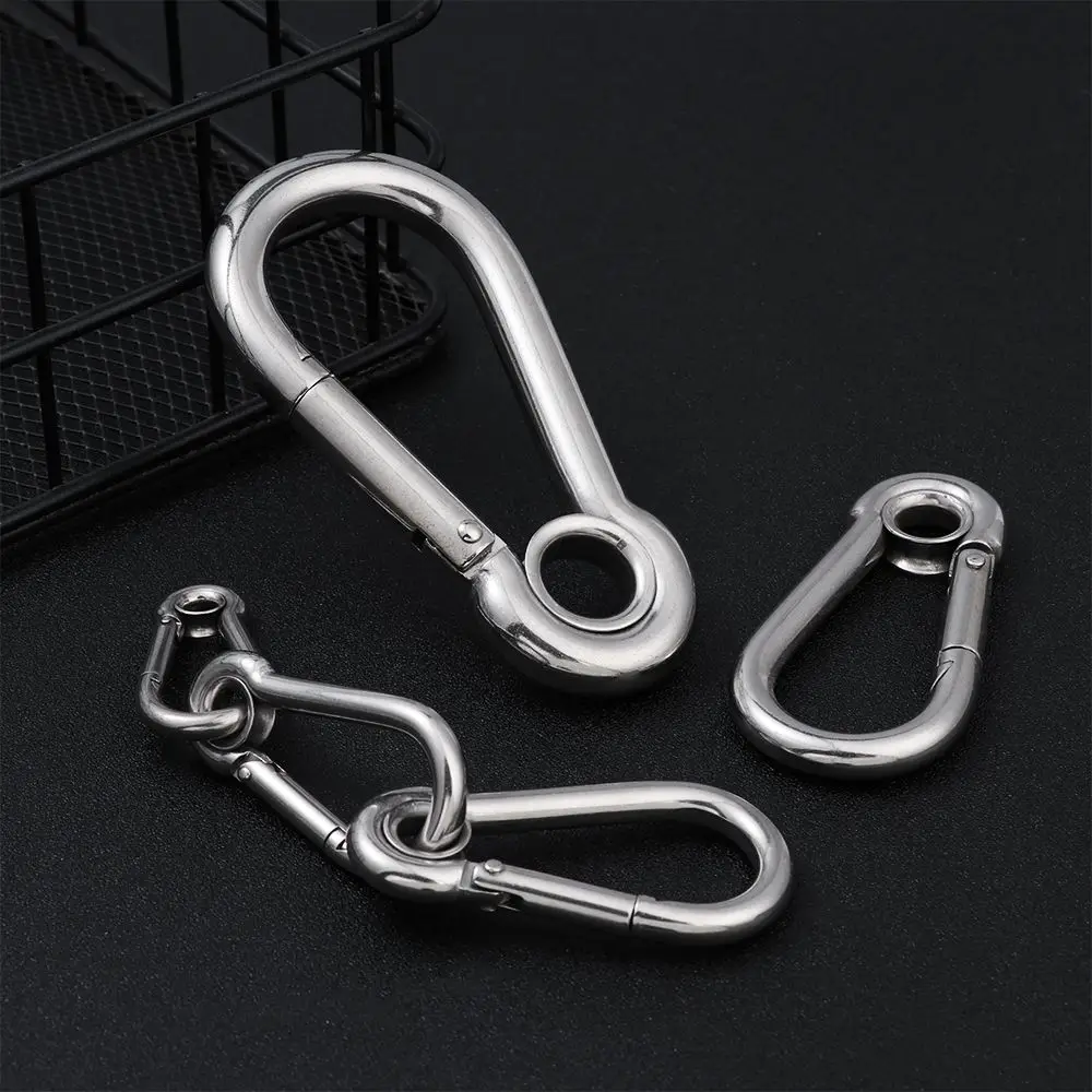 M4~M10 Spring Quick Link Buckle Ring with Hole 304 Stainless Steel Safety Hook Travel Kit Hanging Buckle Camping Equipment