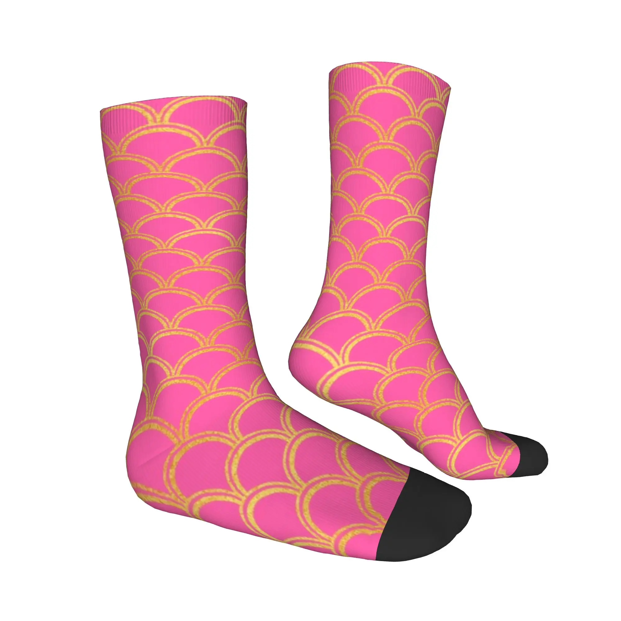 Kawaii rose or sirène échelle vague motif chaussettes femmes hommes chaud impression 3D sport basket-ball équipage chaussettes