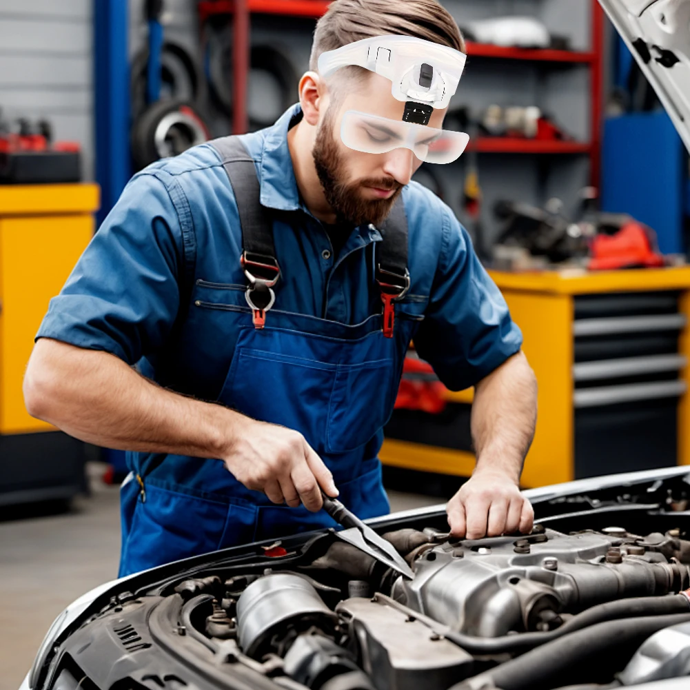 Kaca Pembesar LED dengan Baterai, Loupe Perhiasan dengan Lampu LED, Kaca Pembesar dengan Headband untuk Membaca, Inspeksi Perhiasan & Pekerjaan Dekat