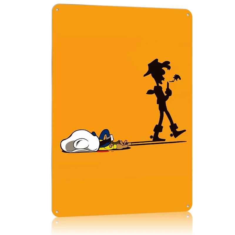 ملصق معدني مطبوع عليه Lucky Luke Shadow Comics لتزيين غرفة الألعاب، علامات قصدير معدنية قابلة للتخصيص لتزيين جدران الفن #3