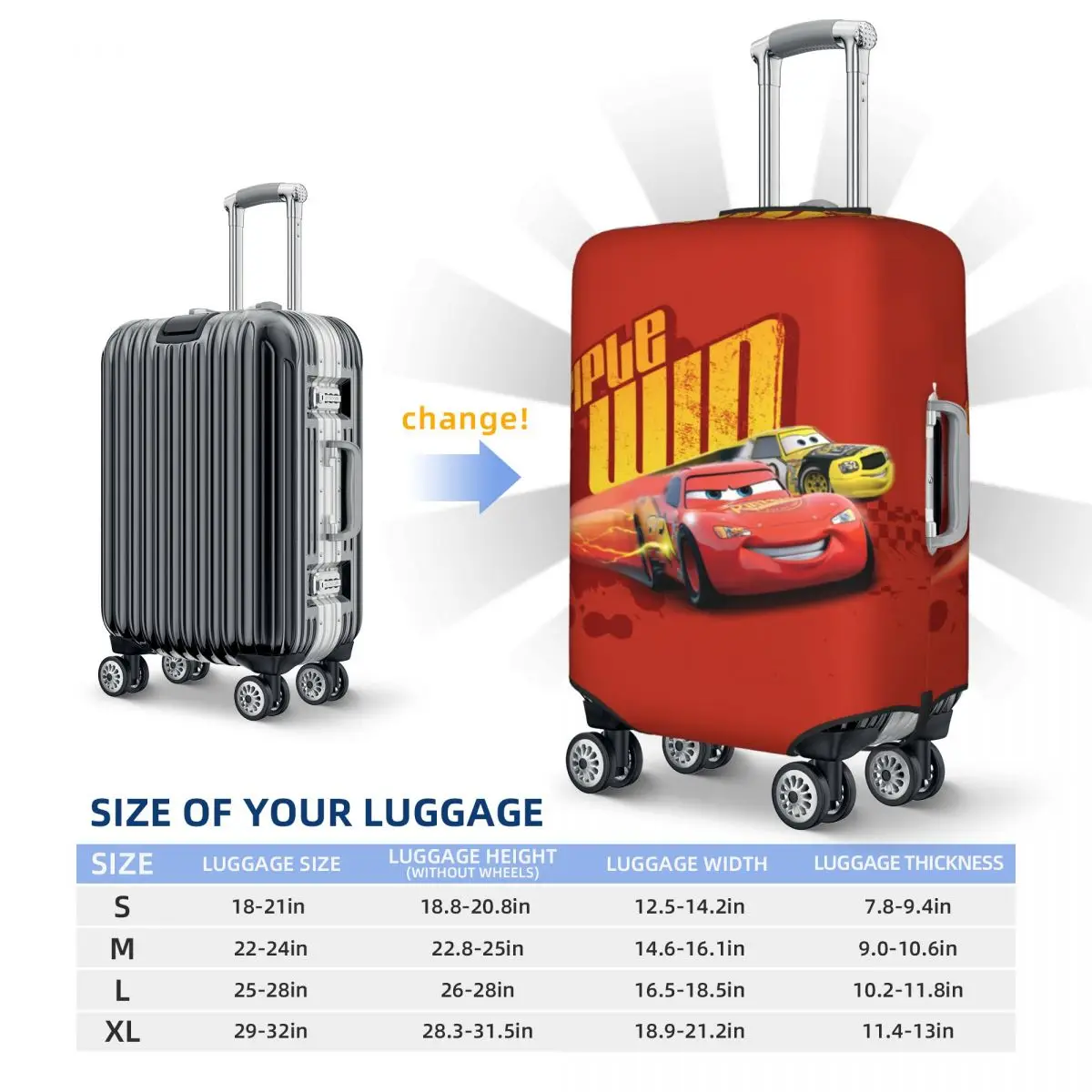 Custom Cartoon Pixar Cars Luggage Cover Funny Suitcase Protector Covers Suit For 18-32 inch