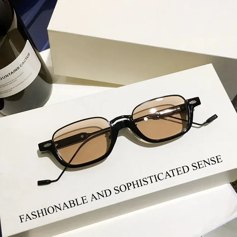 Sonnenbrille mit kleinem Rahmen, quadratischem halbem Metallrahmen, Unisex, Straßenfotografie-Zubehör, UV-Schutzbrille für Damen