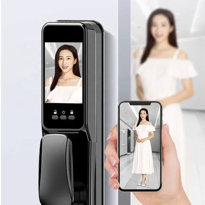 004 automatic fingerprint digital safe door lock for home smart 3D face recognition exterior door lock outdoor furniture