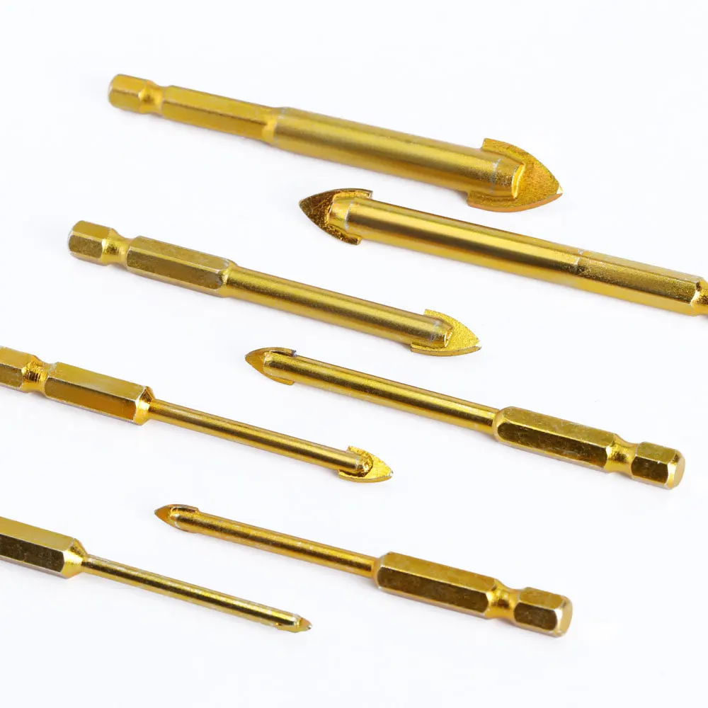 Set di punte per trapano in vetro Binoax 5 pezzi accessori per elettroutensili rivestiti in titanio 3/4/6/8/10mm