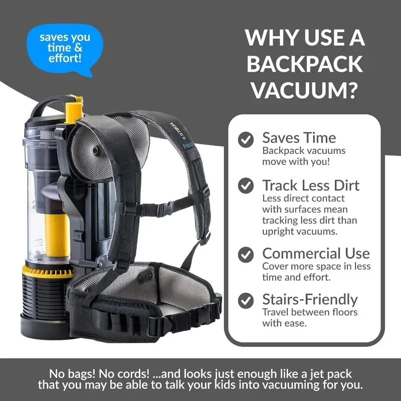 Prolux 2.0 Commercial Bagless Backpack HEPA Vacuum - Pro Model for Professional Cleaners