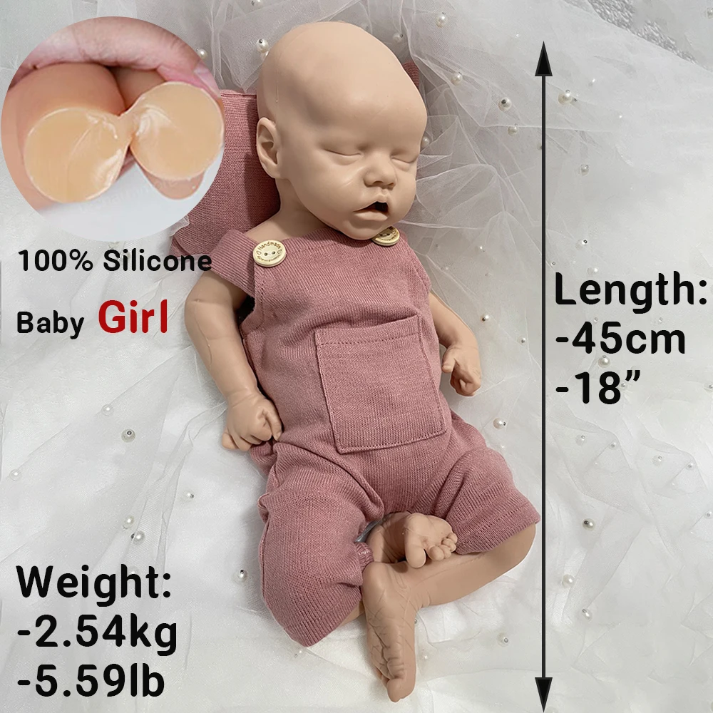 Lifelike Washable 100% Silicone Reborn Doll Handmade Blank Solid Rebirth Baby Girl for Painter Christmas Gift Corpo De Silicone