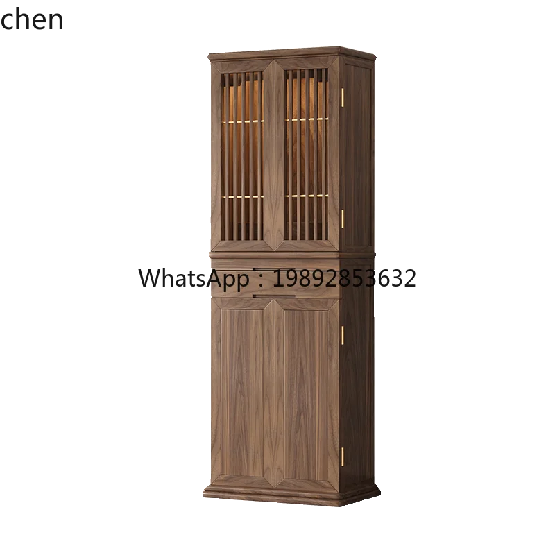 AB 無垢材神棚 ドア付き 仏壇 財神仏 家庭用 観音 新中式神棚キャビネット