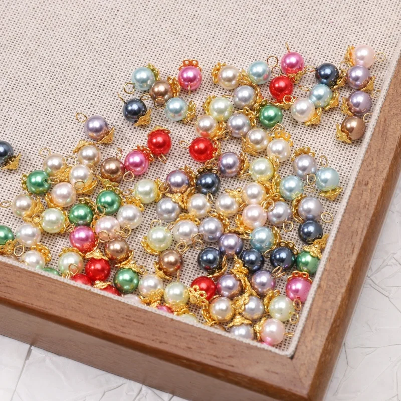 5pcs 6mm Imitation Shell Pearl Pendants 1.5mm Hole Multicolor DIY Jewelry Making Supplies Necklace Charms Accessories Findings