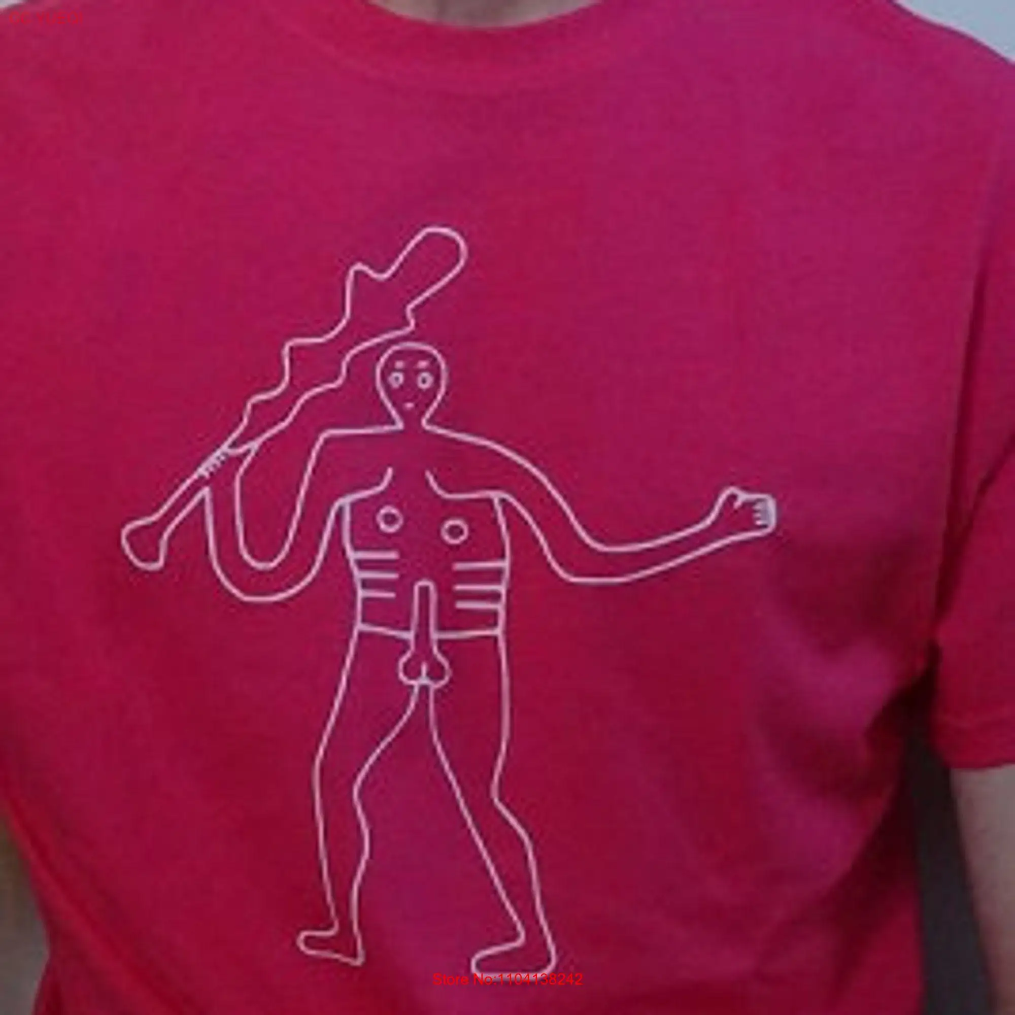 Cerne Abbas Giant T Shirt pink long or short sleeves