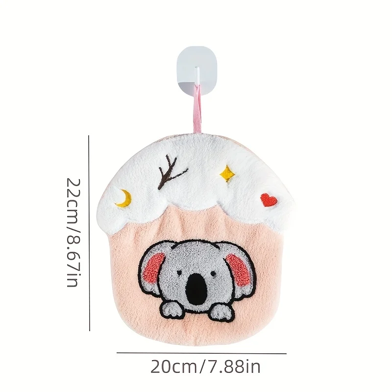 1pc Coral fleece hand towels, cartoon animal hand towels that can be hung, water-absorbing and non-shedding towel souvenirs