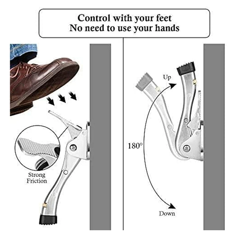 AB47-Foot Door Stop Automatic Foot Door Door Stop Invisible Adjustable Movable Anti-Collision Brake 4 Inches 3Pieces