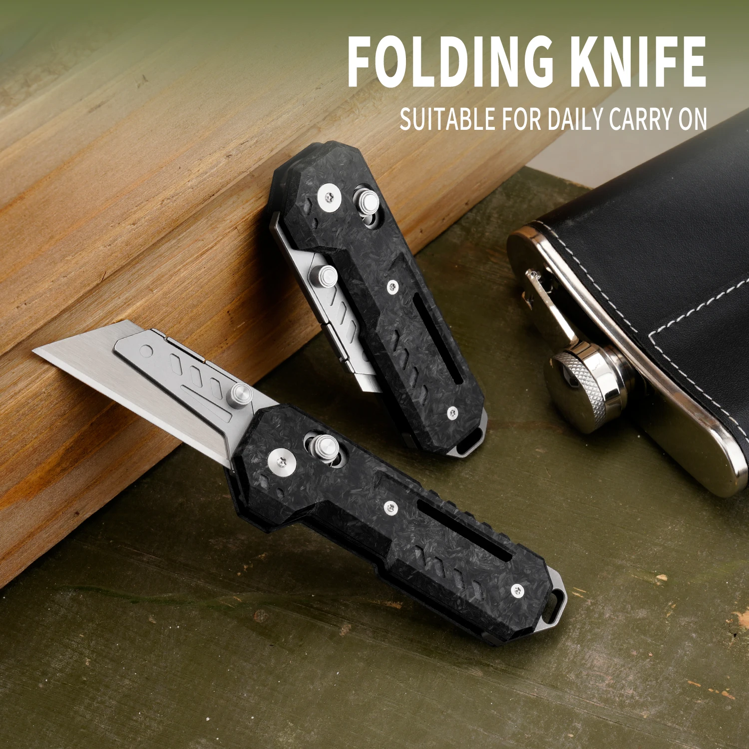 

Carbon brazing handle folding art knife black outdoor multifunctional tool