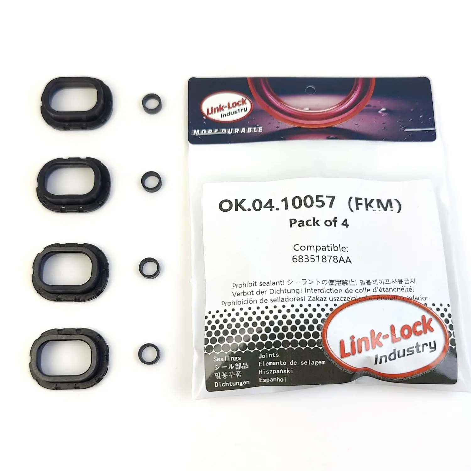 LINK-LOCK 4Set OK.04.10057 fuel injector repair kit 68351878AA with FKM Viton O-RING For ALFA ROMEO For CHRYSLER For JEEP ECX EC