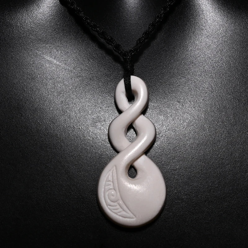 GX011 Handmade Carved Twisted New Zealand Maori Tribal Choker WoMen\'s Men\'s Necklace Yak Bone Infinity Pendant for surfing