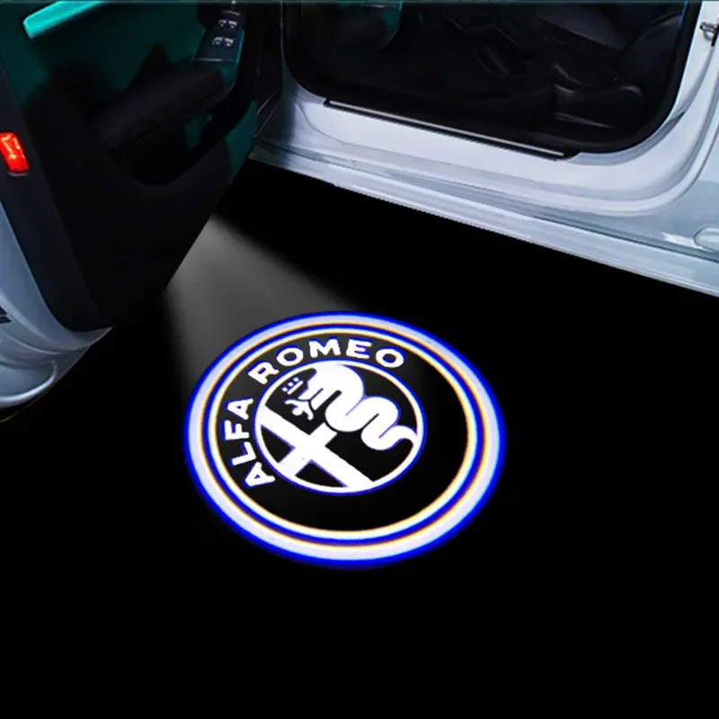 4x Car Door Logo Light Laser Projectors – For Alfa Romeo Giulia Stelvio Mito – White LED 6000K