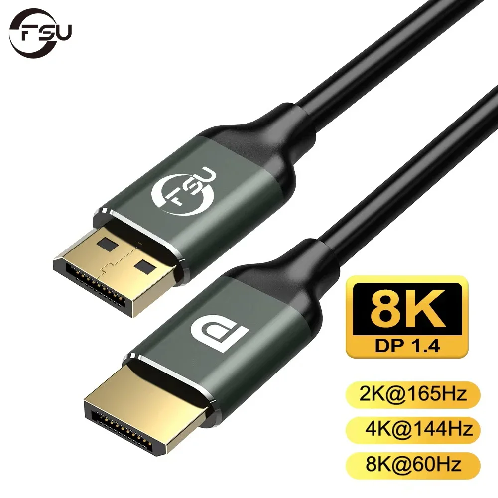 FSU 8K DisplayPort 1.4 Cable 4K HDR 144Hz 165Hz Display Port Adapter For Video PC Laptop TV DP 1.4 1.2 Display Port 1.2 Cable