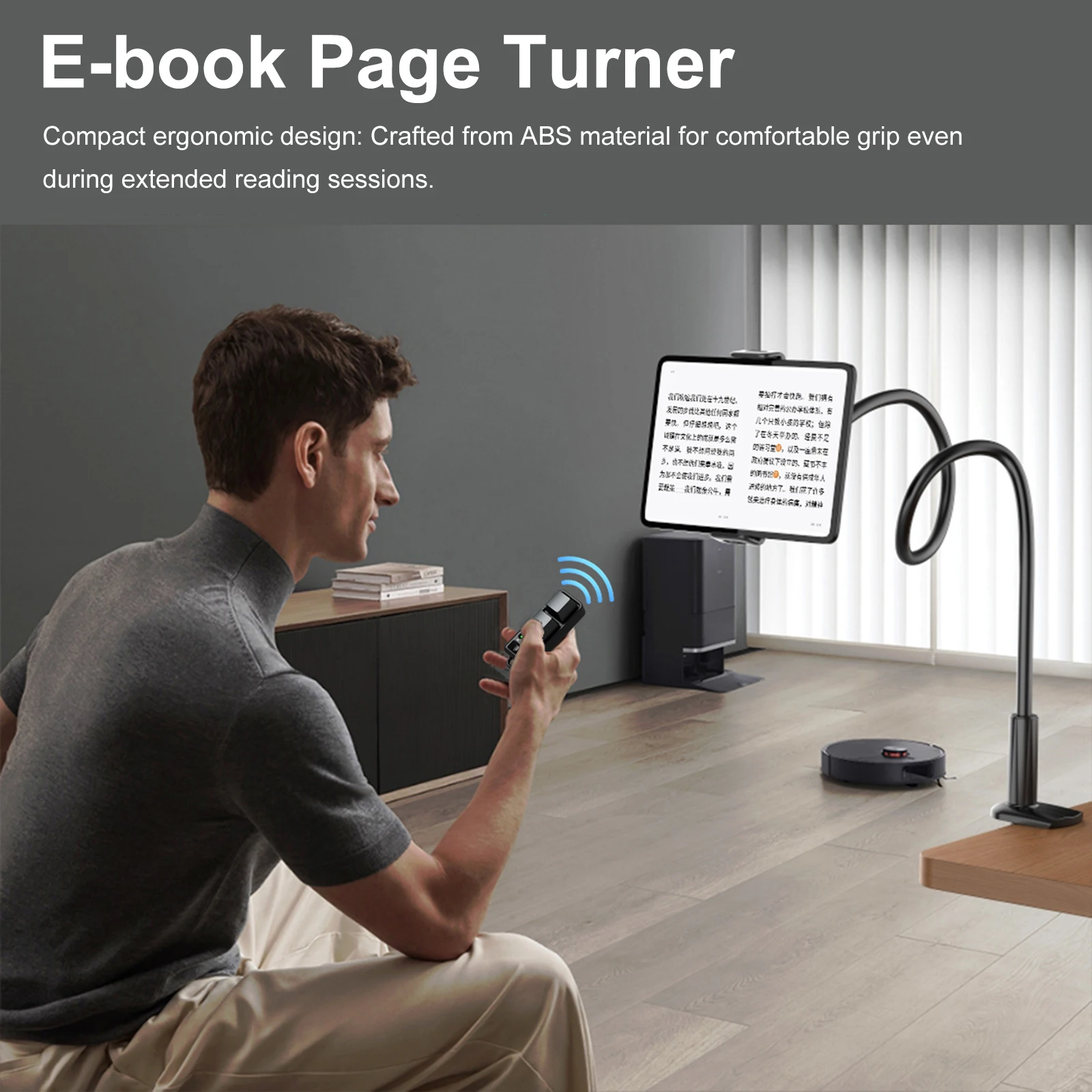 Remote Scrolling Ring Multifunctional Mobile and Tablet Page Turner Dual Button Portable for Reading Novels iPad Devices