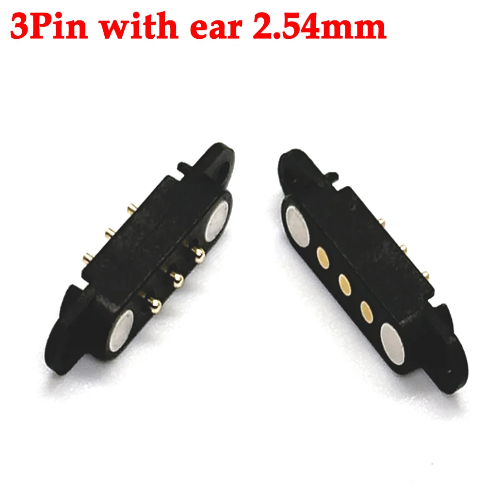 1Pair 3Pin With Ears Waterproof Spacing 2.54mm Magnetic Pogo Pin Connector Pogopin Male Female Spring Loaded DC Power Socket