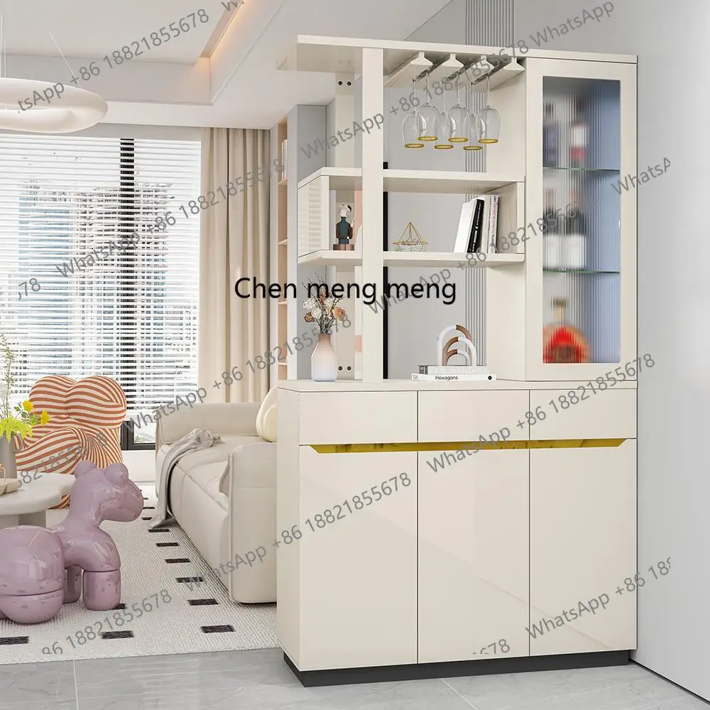 

Entry living room double-sided entrance cabinet cream wind partition modern simple wine cabinet screen locker