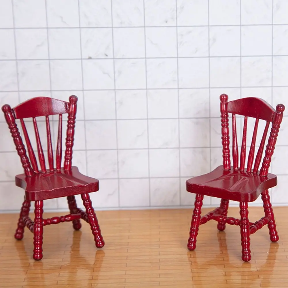 Mini Accessories 1/12 Dollhouse Wooden Table Simulation chair Table Furniture Toys Doll House Decoration