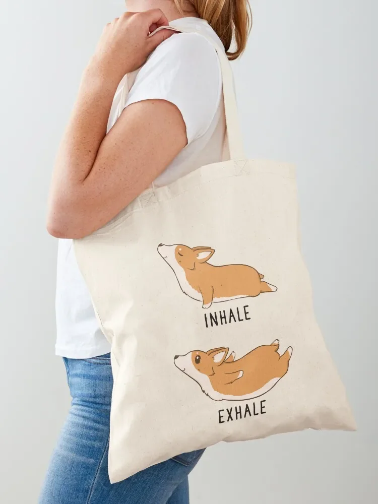 Inhale Exhale Corgi Yoga Tote Bag free delivery bags hand bags personalized tote bag Gift bag