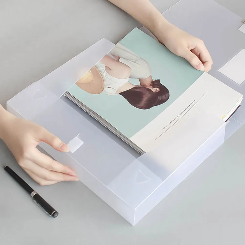 

PVC Document File Box Storage ganizer Lightweight Desktop Folder Container Office Home Multi Purpose Holder Magazines