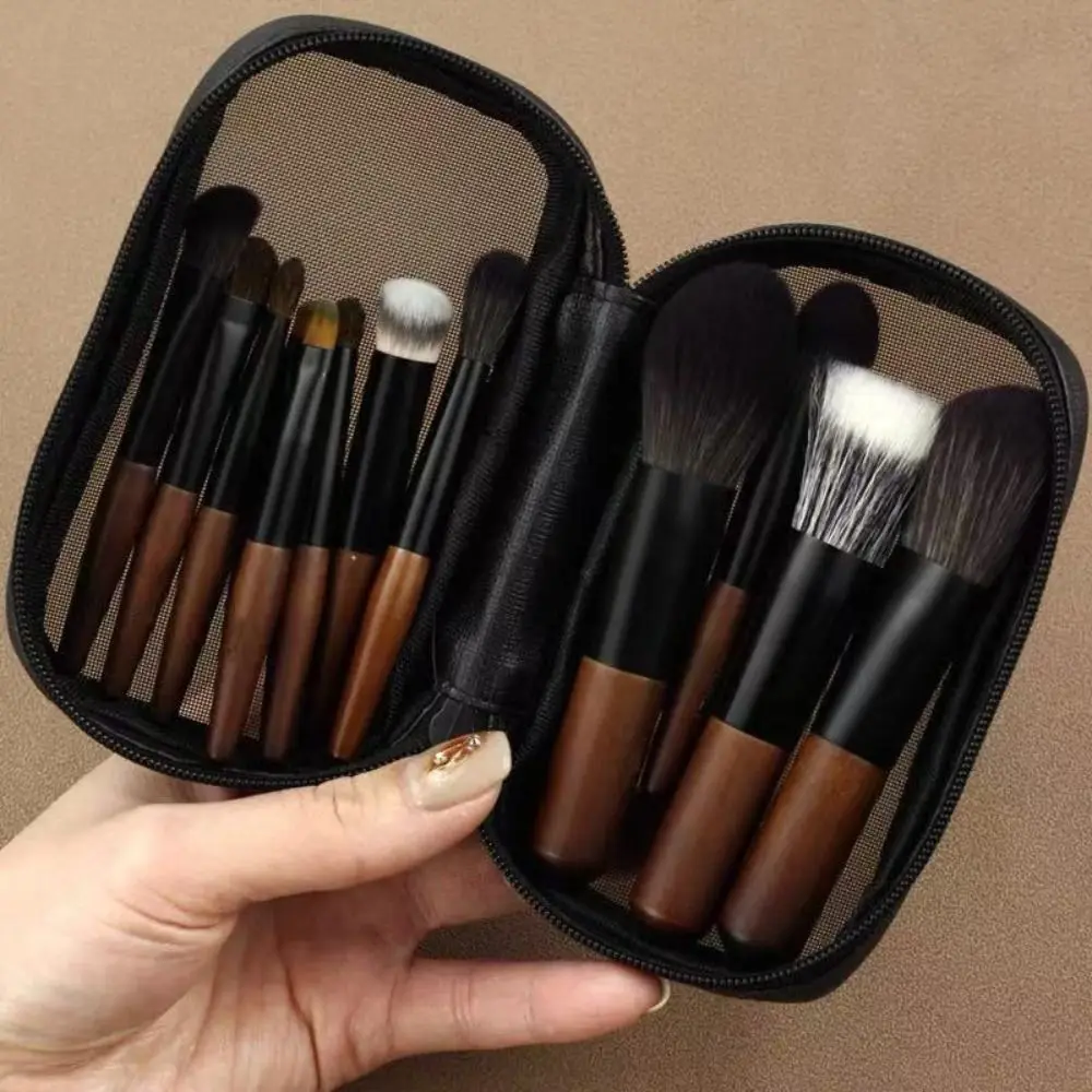 12 pçs simples lábio forro mini conjunto de escova de maquiagem madeira peludo sombra compõem kit ferramenta cosmética blush sobrancelha rolo escova viagem