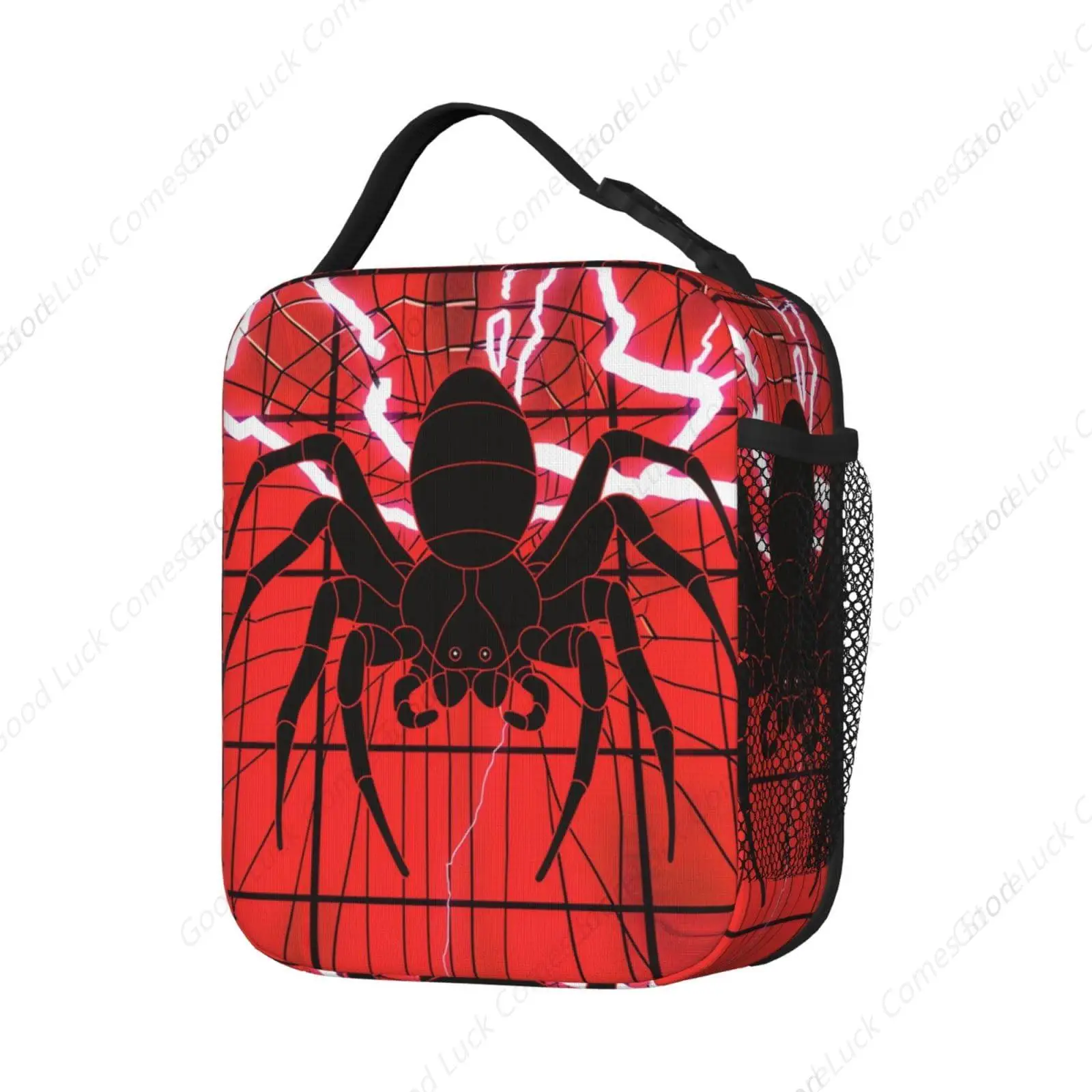 Lightning Black Spider Red Grid Lunch Box - Insulated Lunch Bags for Boys/Girls/Women/Men Detachable Handle Lunchbox