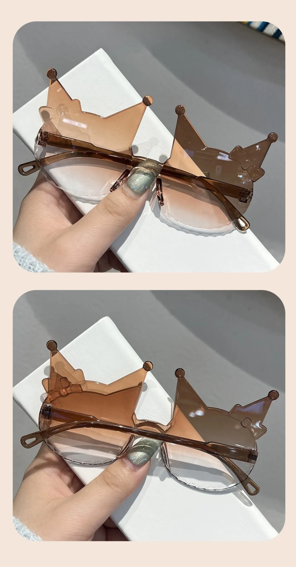 Randlose, kätzchenförmige Sonnenbrille für Mädchen, 2025, neue Farbverlaufs-Sonnenbrille mit mehrfarbigem Dekor, niedliche Bonbonfarben-Kindertöne – Detail 11
