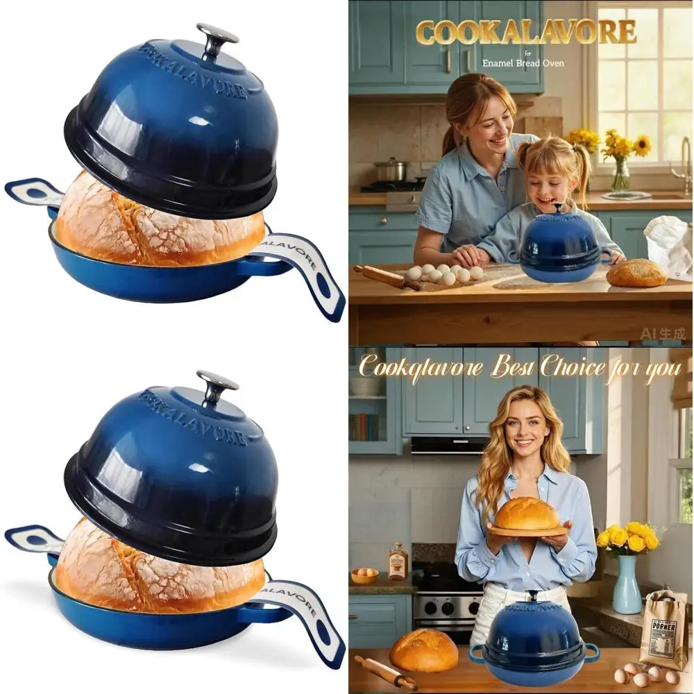 

6 Quart Enamel Bread Baking Pan with Silicone Baking Mat & Recipe Guide