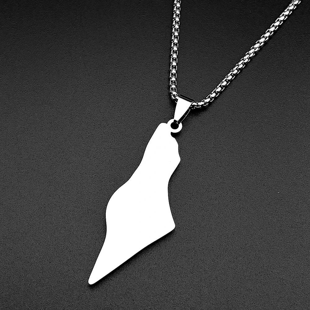Israel Map Star Of David Pendant Necklace Women Men Stainless Steel Gold Silver Color Geography Country Jewish Chain Jewelry